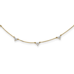 14k Complete 7/8 carat Diamond 3-Stone Cluster 6-Station 16 inch Necklace
