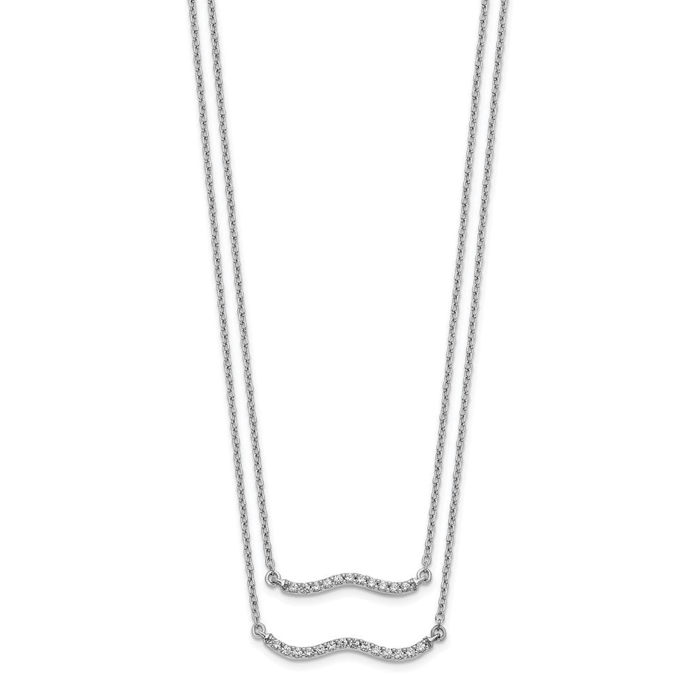 14k White Gold Diamond Double Strand 18 inch Necklace