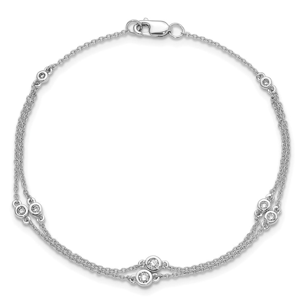 14k White Gold Diamond Multi Station Double Strand Bracelet