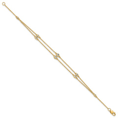 14k Diamond Multi Station Double Strand Bracelet