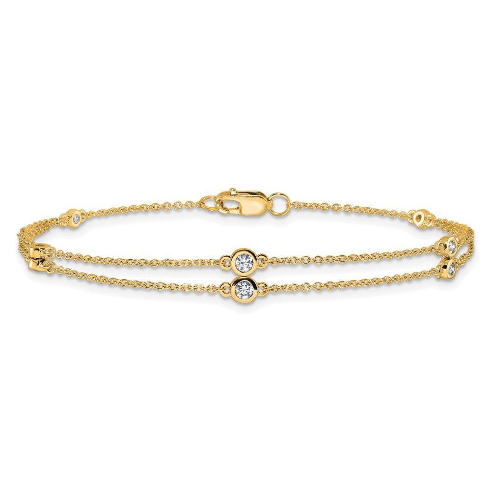 14k Diamond Multi Station Double Strand Bracelet