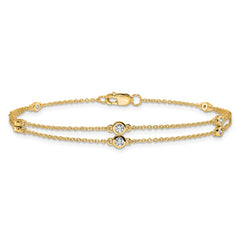 14k Diamond Multi Station Double Strand Bracelet