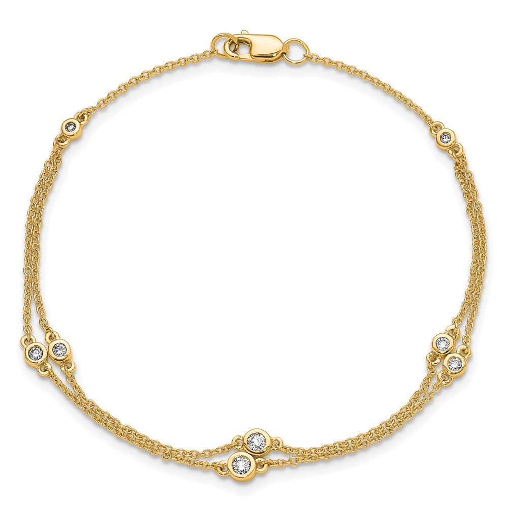 14k Diamond Multi Station Double Strand Bracelet