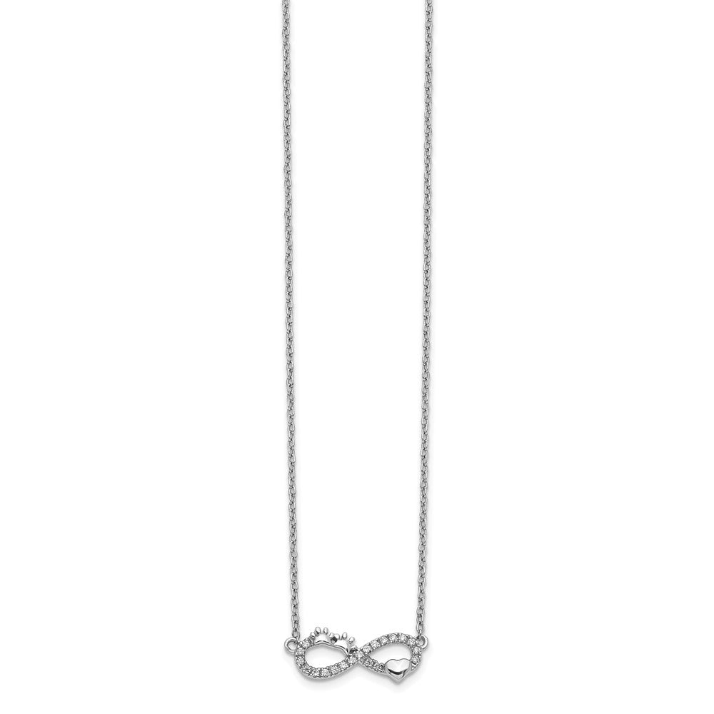 14k White Gold Diamond Infinity Pawprint/Heart 18 inch Necklace