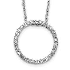 14k White Gold 1/2 carat Diamond Circle 18 inch Necklace - 2