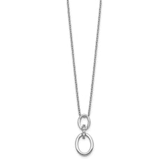 14k White Gold 1/20 carat Diamond Oval Pendant 18 inch Necklace