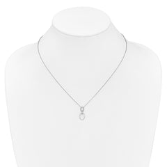 14k White Gold 1/20 carat Diamond Oval Pendant 18 inch Necklace