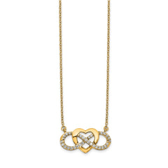 14k Polished 1/5 carat Diamond Infinity with Heart 18 inch Necklace