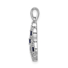14k White Gold Diamond and Sapphire Fancy Twisted Pendant