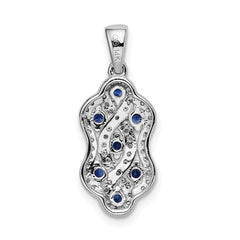 14k White Gold Diamond and Sapphire Fancy Twisted Pendant