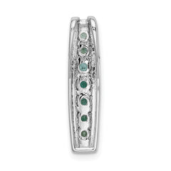 14k White Gold Diamond and Graduated Emerald Fancy Chain Slide