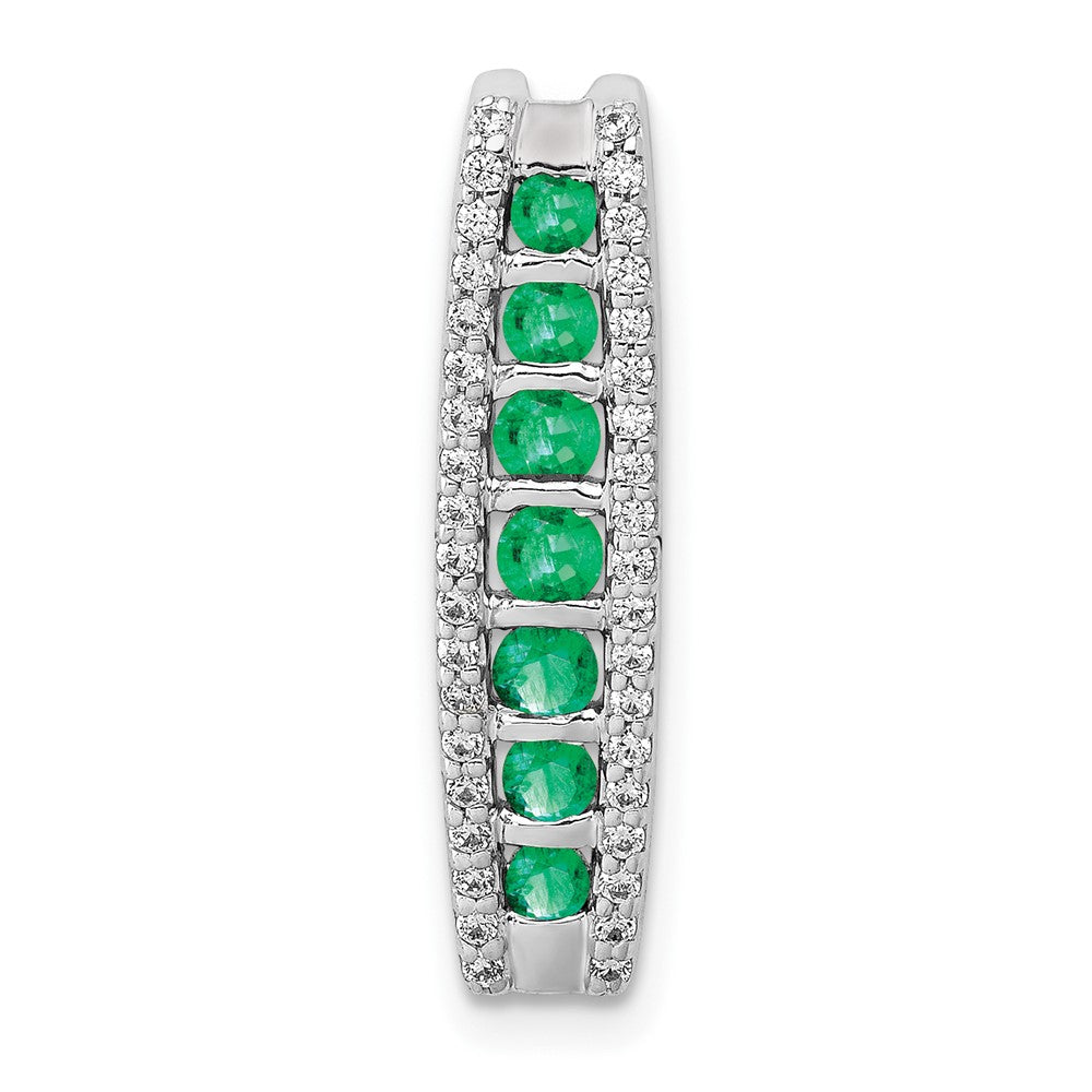 14k White Gold Diamond and Graduated Emerald Fancy Chain Slide
