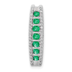 14k White Gold Diamond and Graduated Emerald Fancy Chain Slide