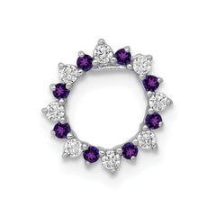 14k White Gold Diamond and .08 Amethyst Fancy Circle Chain Slide
