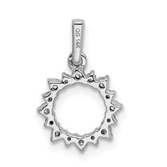 14k White Gold Diamond and .08 Amethyst Fancy Circle Pendant