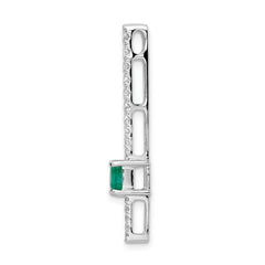 14k White Gold Graduated Diamond and Rectangle Emerald Fancy Chain Slide - 2