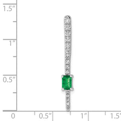 14k White Gold Graduated Diamond and Rectangle Emerald Fancy Chain Slide - 2