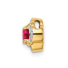 14k Polished Diamond and .33 Ruby Fancy Chain Slide