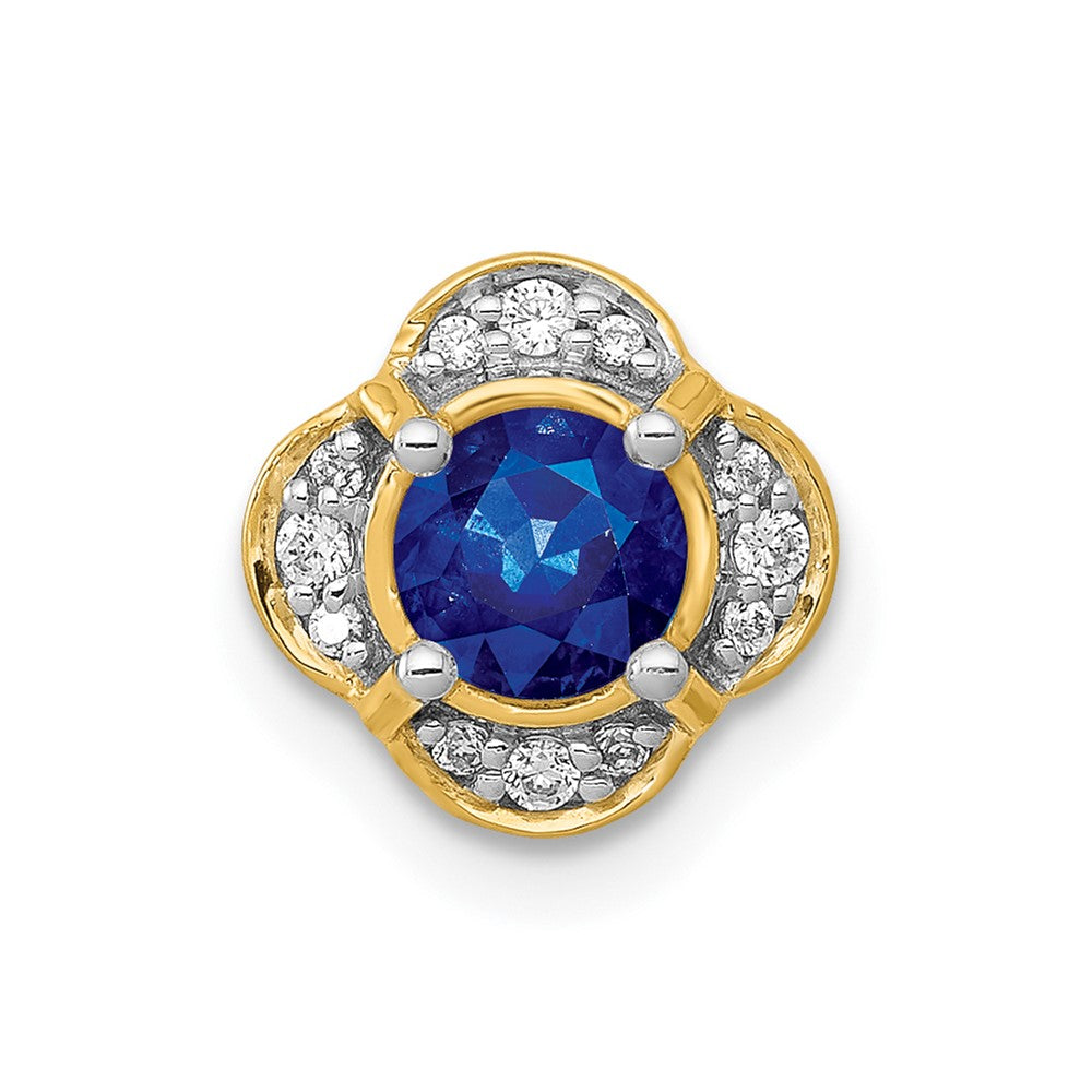 14k Polished Diamond and .33 Sapphire Fancy Chain Slide