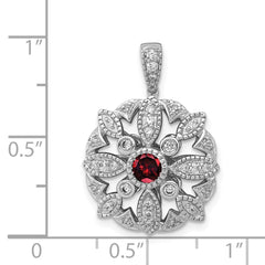 14k White Gold Diamond and .25 Garnet Fancy Pendant