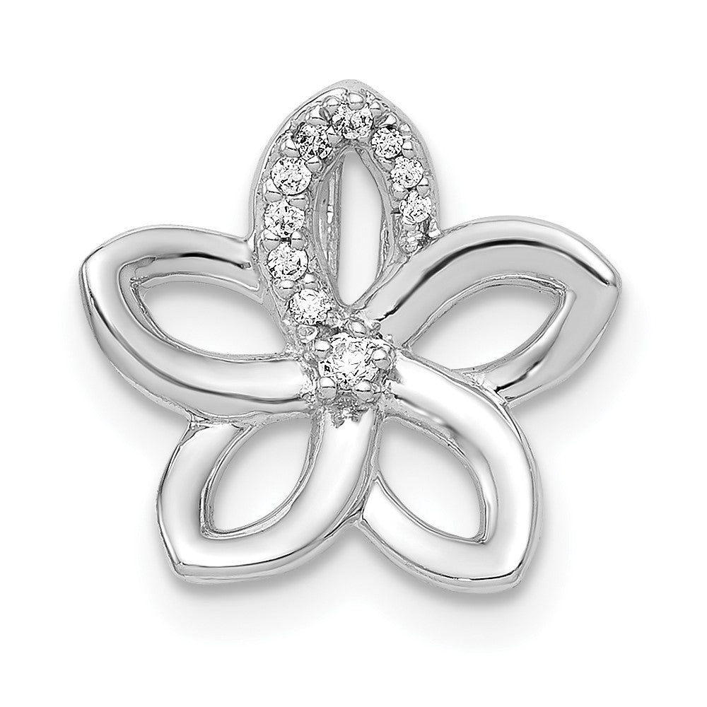14k White Gold 1/20ct. Diamond Flower Chain Slide - 2