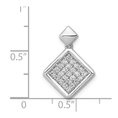 14k White Gold 1/4 carat Pave Diamond Fancy Tilted Square Pendant