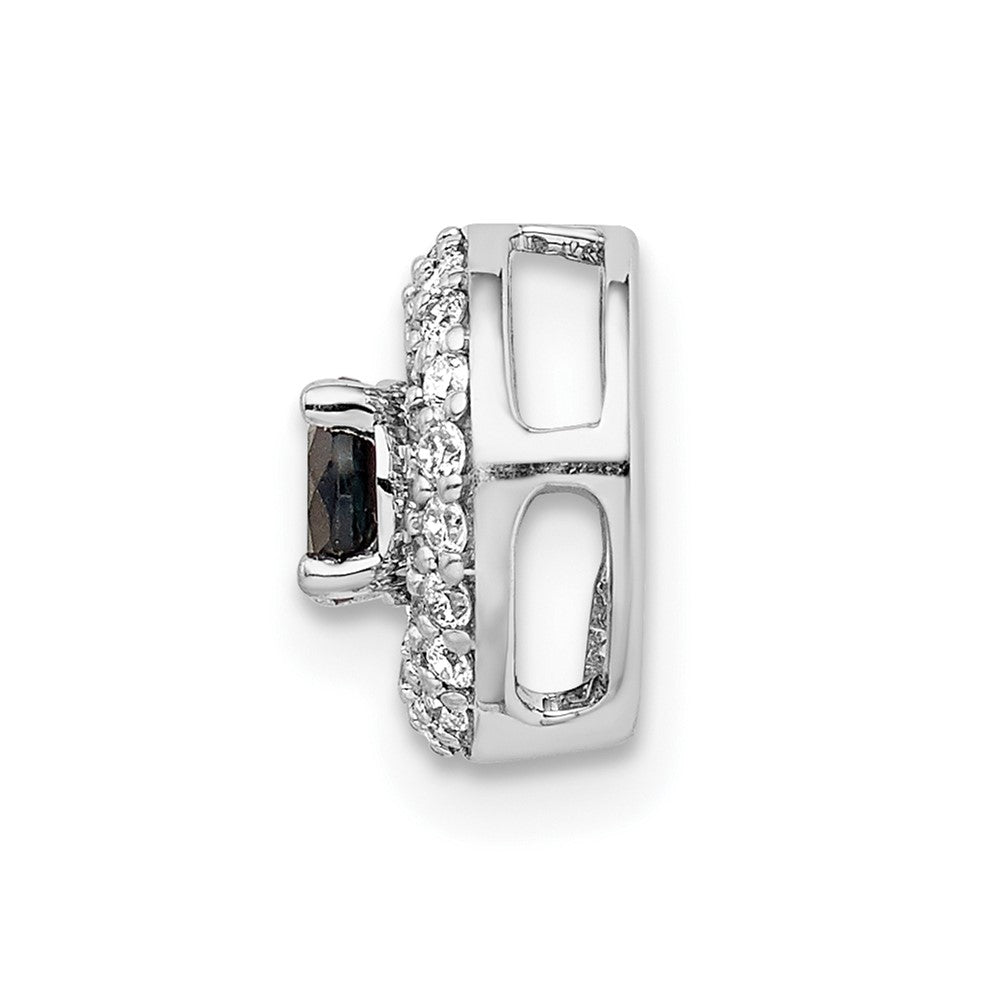 14k White Gold 1/4ct. Diamond and .25 Sapphire Chain Slide