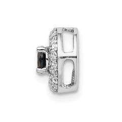 14k White Gold 1/4 carat Diamond and .25 Sapphire Halo Chain Slide
