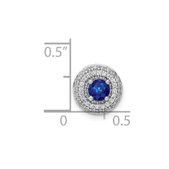 14k White Gold 1/4 carat Diamond and .25 Sapphire Halo Chain Slide