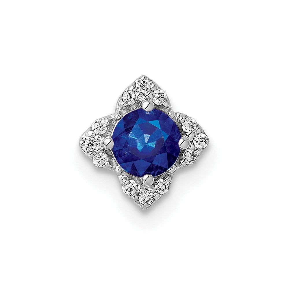 14k White Gold Diamond and Sapphire Chain Slide