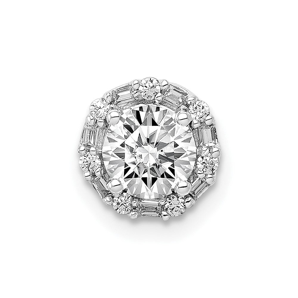14k White Gold Holds 5.2mm Center 1/10 carat Diamond Semi-mount Halo Chain Slide