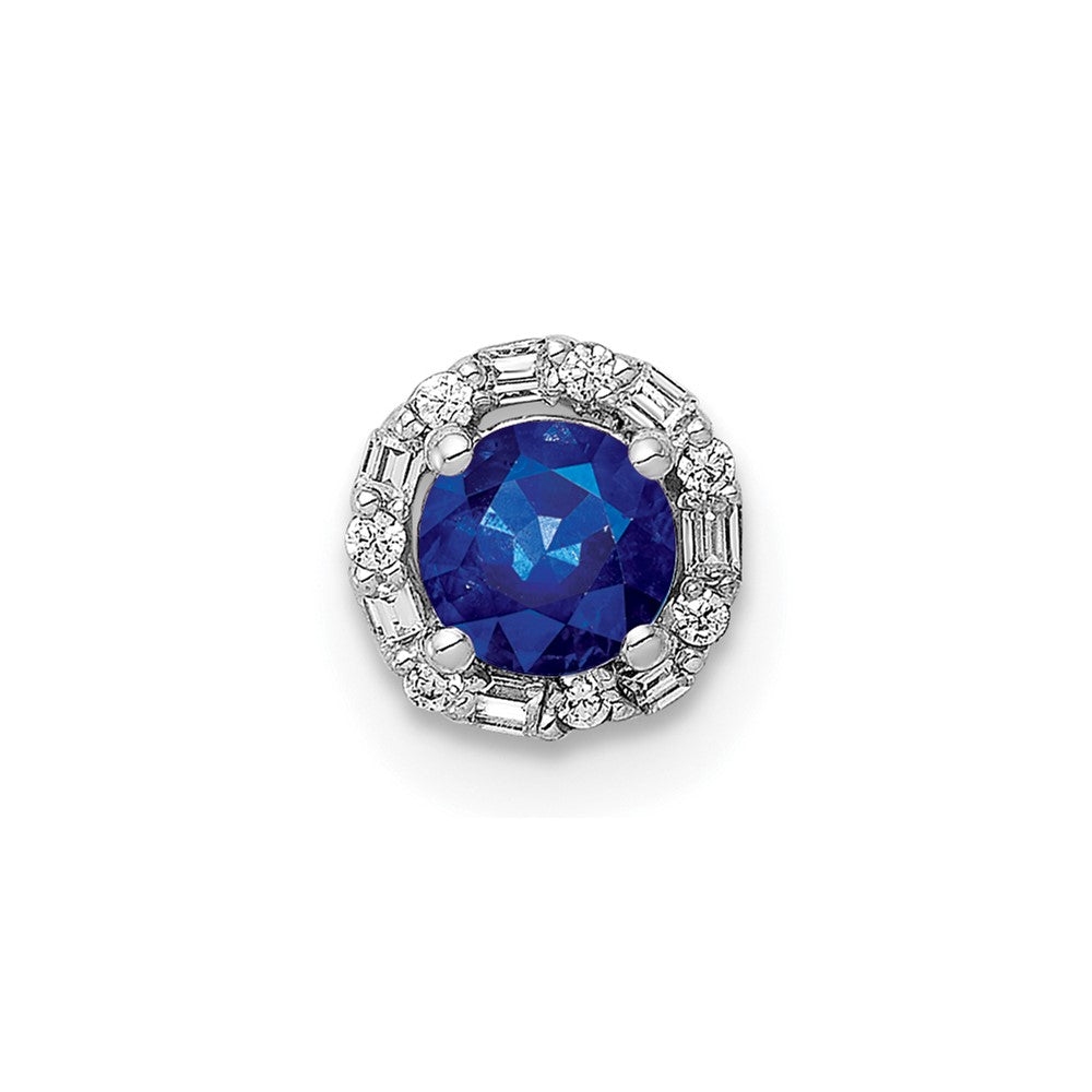 14k White Gold 1/20 carat Diamond and Sapphire Circle Halo Chain Slide