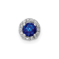 14k White Gold 1/20 carat Diamond and Sapphire Circle Halo Chain Slide