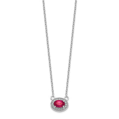 14k White Gold Diamond and Oval Ruby 18 inch Necklace