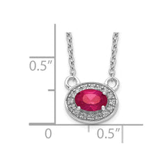 14k White Gold Diamond and Oval Ruby 18 inch Necklace