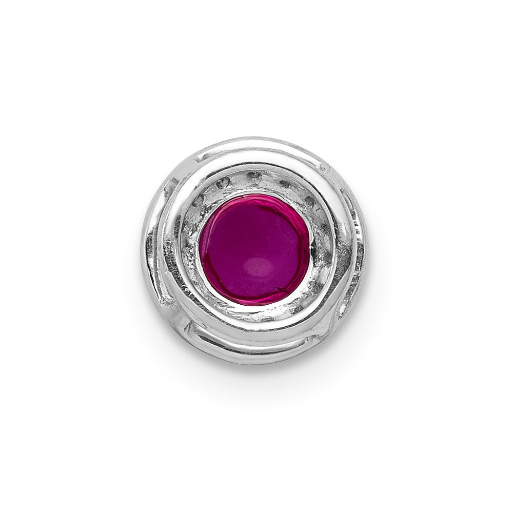 14k White Gold Diamond and Cabochon .38 Ruby Halo Chain Slide