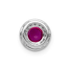 14k White Gold Diamond and Cabochon .38 Ruby Halo Chain Slide