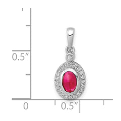 14k White Gold Diamond and Cabochon Ruby Halo Pendant - 2
