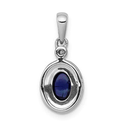 14k White Gold Diamond and Cabochon Sapphire Halo Pendant