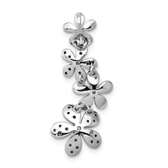 14k White Gold Diamond and .29 Sapphire Four Flowers Chain Slide