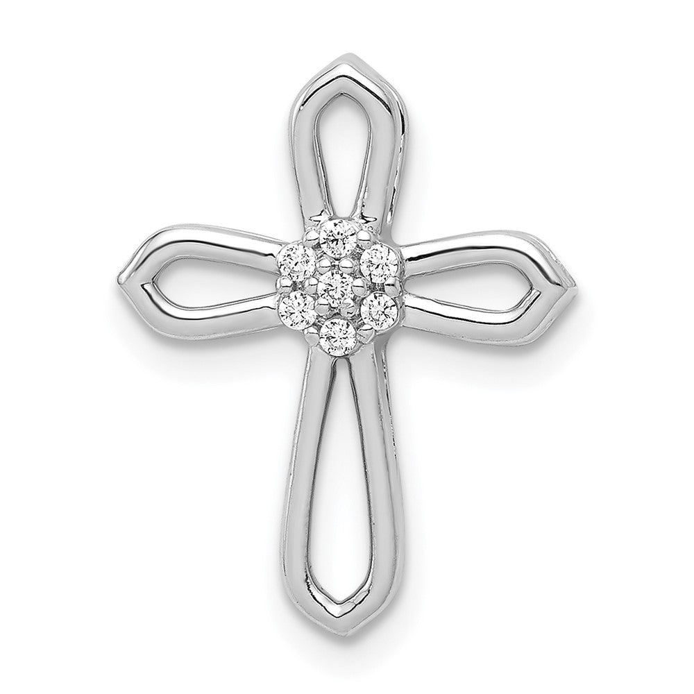 14k White Gold 1/20ct. Diamond Cross Pendant - 3