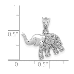 14k White Gold Diamond Elephant Pendant