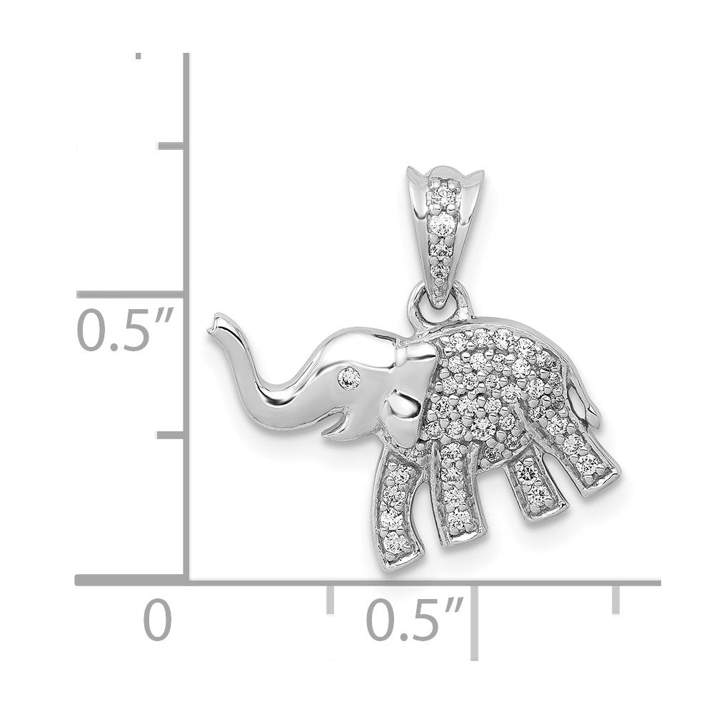 14k White Gold Diamond Elephant Pendant