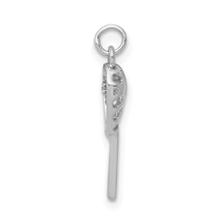 14k White Gold Diamond Lacrosse Stick Pendant