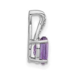 14k White Gold Oval Amethyst and Diamond Pendant - 3
