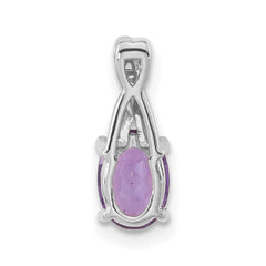 14k White Gold Oval Amethyst and Diamond Pendant - 3