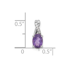 14k White Gold Oval Amethyst and Diamond Pendant - 3