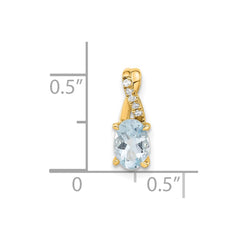 14K Oval Aquamarine and Diamond Pendant