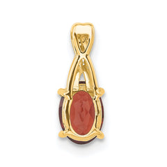 14K Oval Garnet and Diamond Pendant - 2
