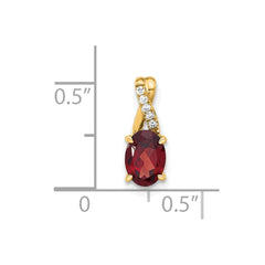 14K Oval Garnet and Diamond Pendant - 2